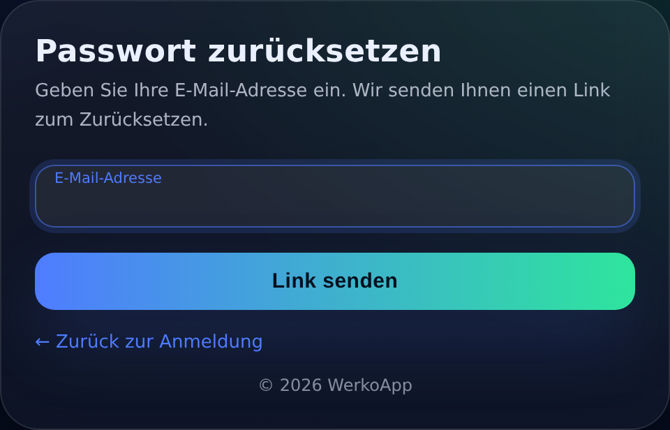 Passwort zurücksetzen mit E-Mail-Adresse