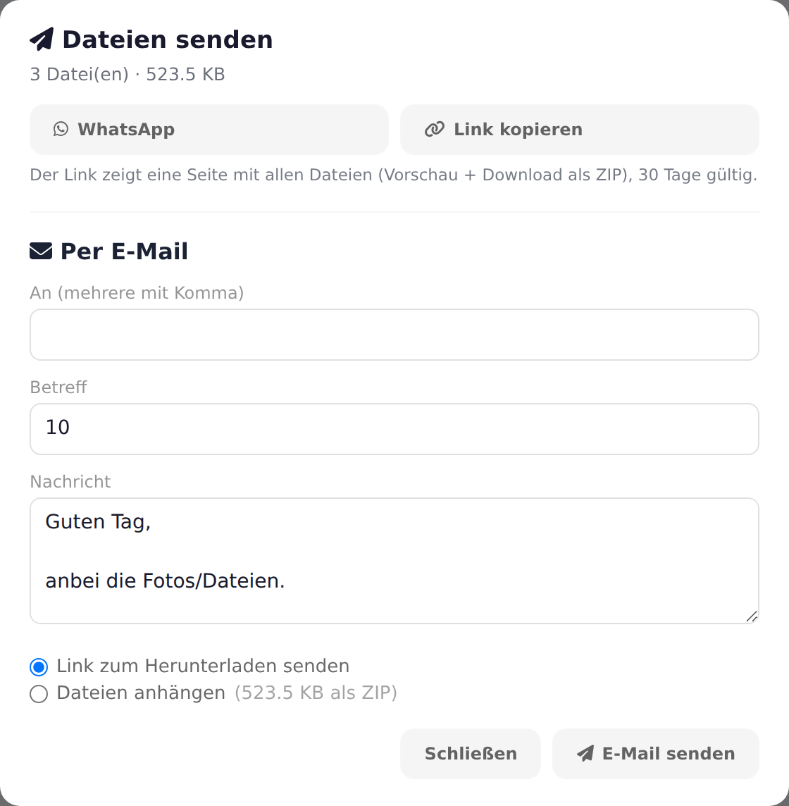 Fenster Dateien senden