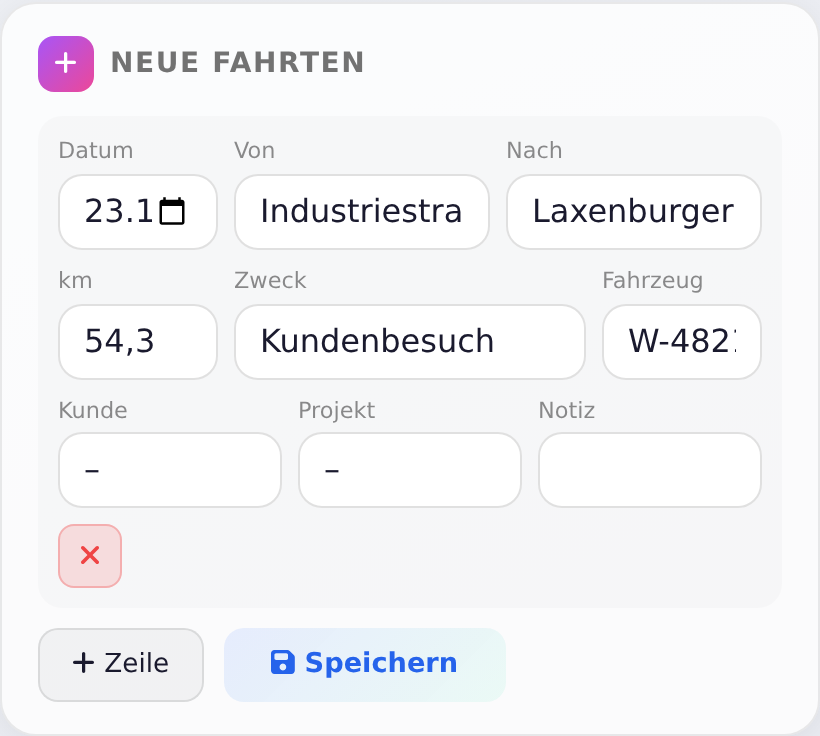 Neue Fahrt am Handy