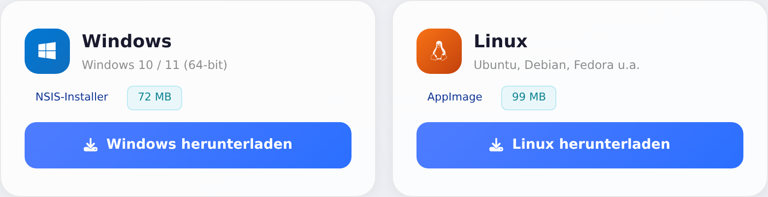 Desktop-App für Windows und Linux zum Herunterladen
