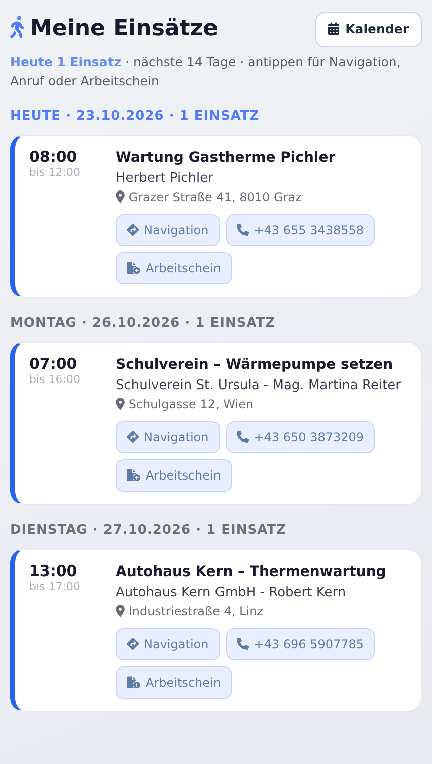 Meine Einsätze am Handy: heute und die nächsten Tage