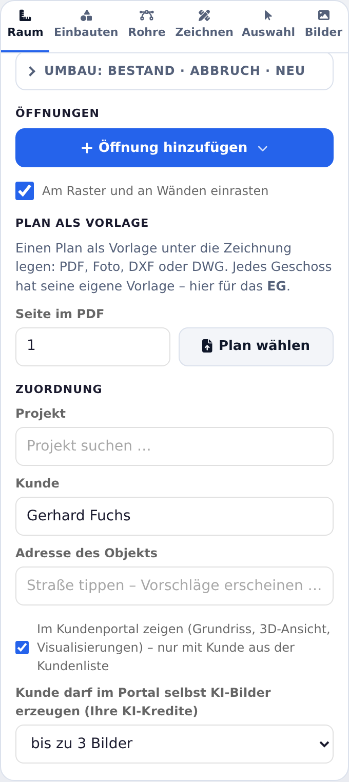 Zuordnung mit Kunde und Freigabe im Kundenportal