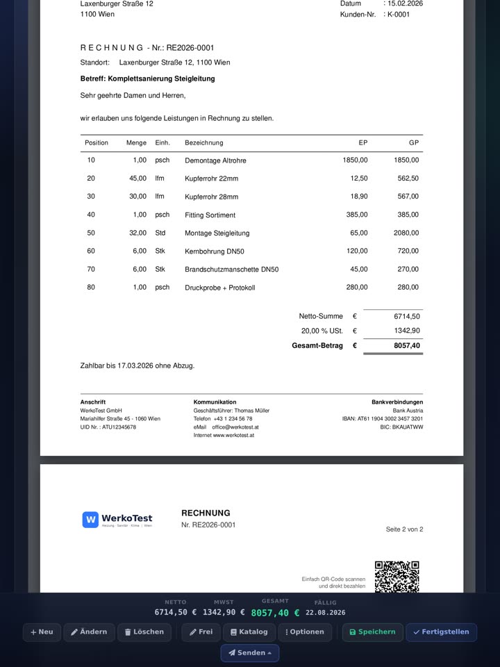 Rechnung in WerkoApp